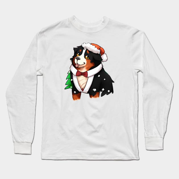 Cute Bernese Mountain Dog Drawing Long Sleeve T-Shirt by Play Zoo